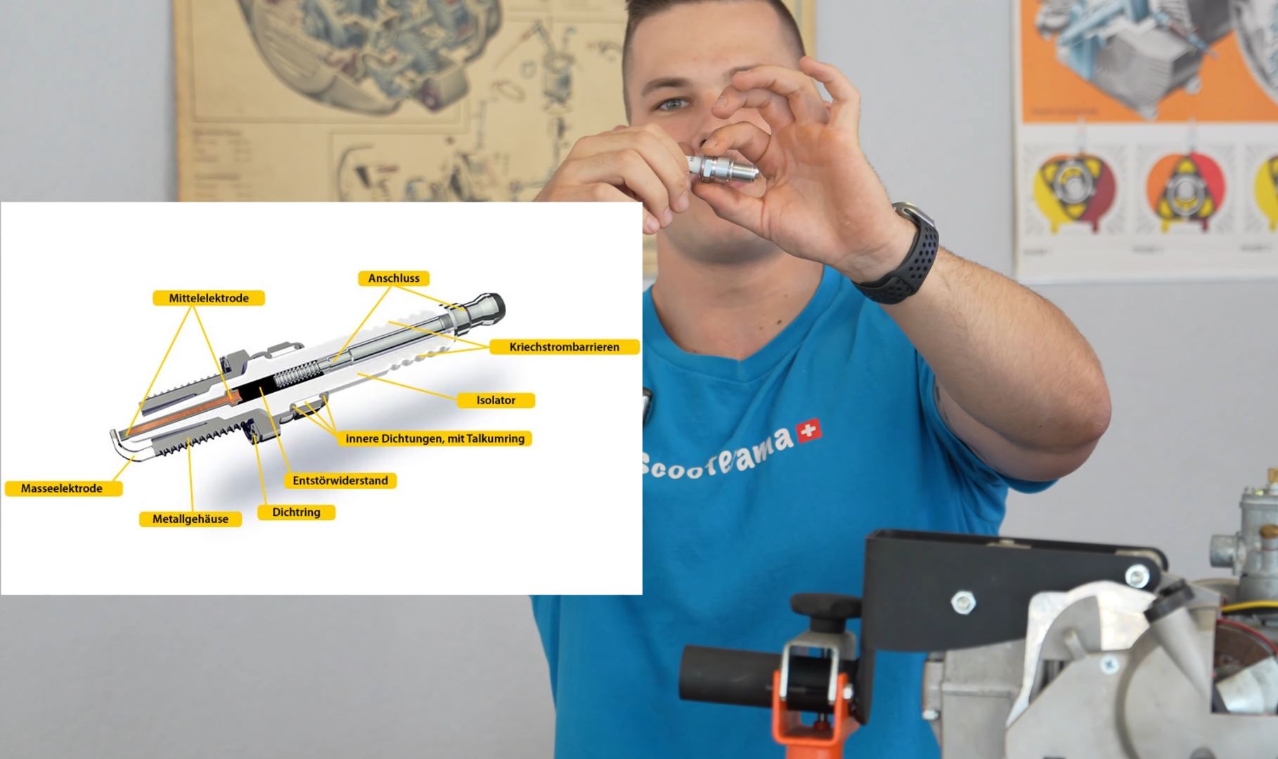 Auch der Elektrodenabstand spielt eine wichtige Rolle bei der Kerzenwahl, auch wenn er in vielen Zündkerzenbezeichnungen gar nicht auftaucht. Schaubild einer Zündkerze